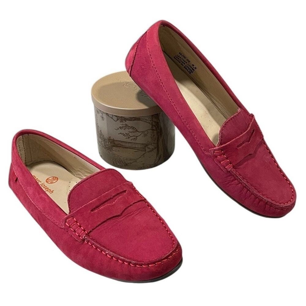 Marc Joseph N.Y Women’s 6.5 Red Leather Penny Loafer Handcrafted In Brazil -EUC